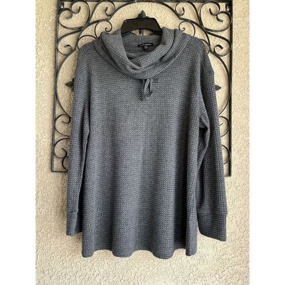 Lane Bryant cowl neck waffle sweater - size 14/16 - gray - Picture 2 of 7